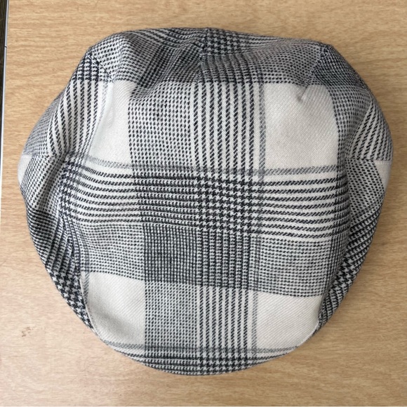 Anthony Peto Wool Plaid Flat Cap in Cream & Gray Sz 58 - Picture 9 of 14
